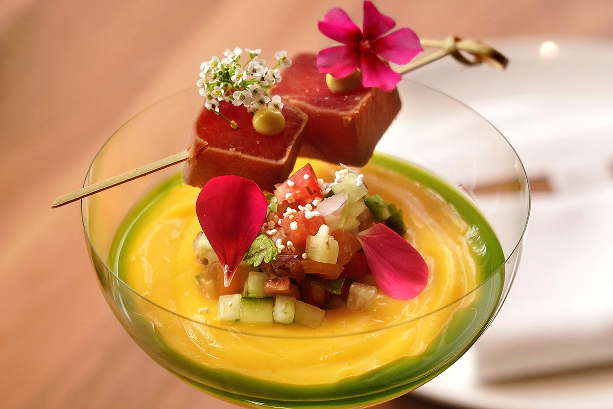 Akami Zuke with Yellow Tomato Gazpacho by BondST (2026 New York)